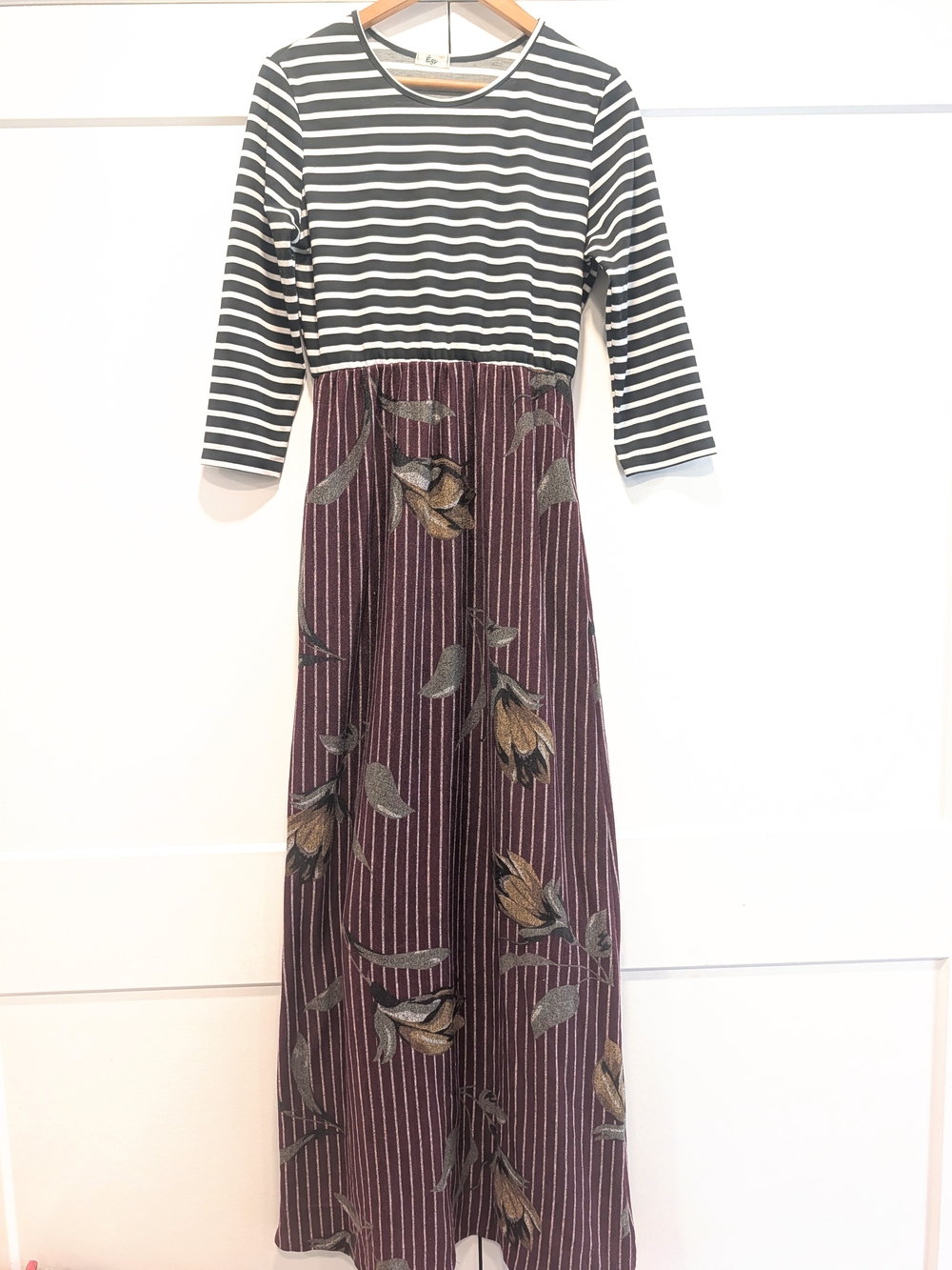 EGY Women's Stripes And Floral Contrast Maxi Dress Size XL